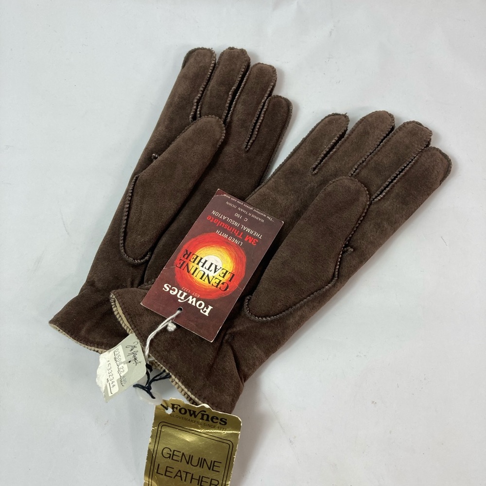 NWT Fownes M Brown Leather 3M Thinsulate Gloves